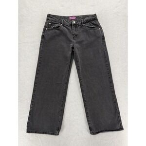 Edikted Jeans Womens Medium low rise Wide Leg Black PETITE